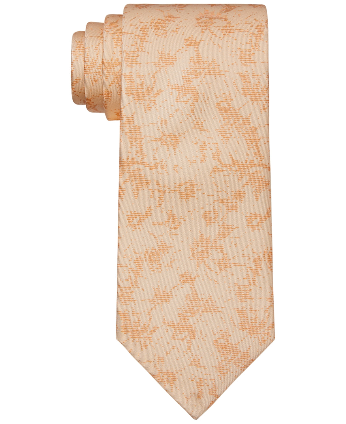 Michael Kors Men's Tonal Textured Botanical Print Tie Orange Size Regular