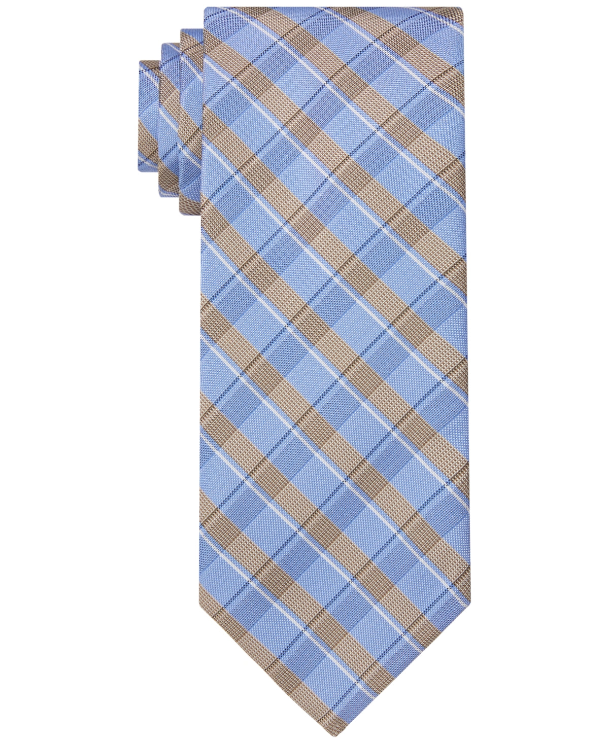 Michael Kors Men's Linear Plaid Accent Tie Brown Size Regular