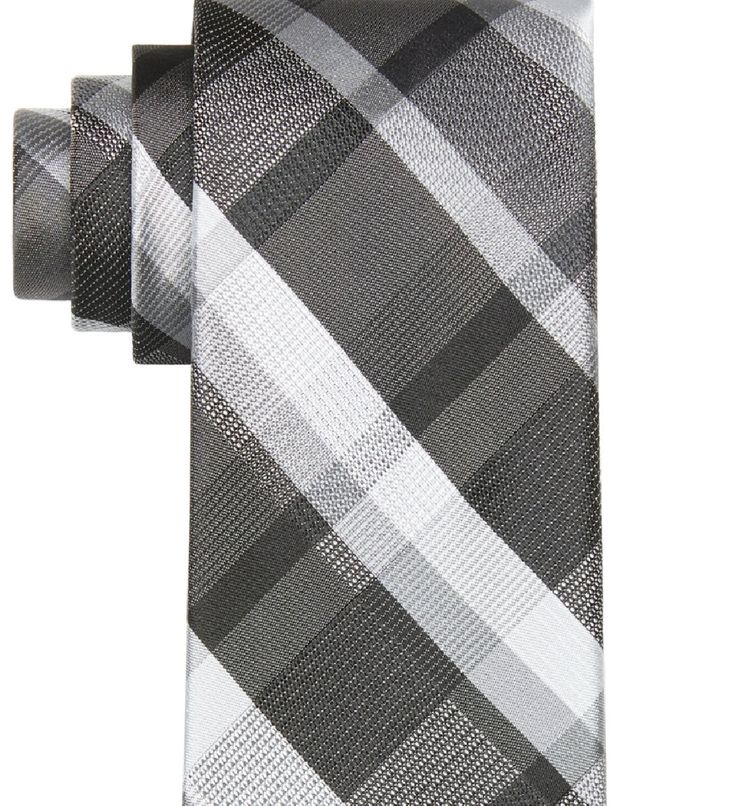 Calvin Klein Men's Slim Plaid Tie Black Size Regular