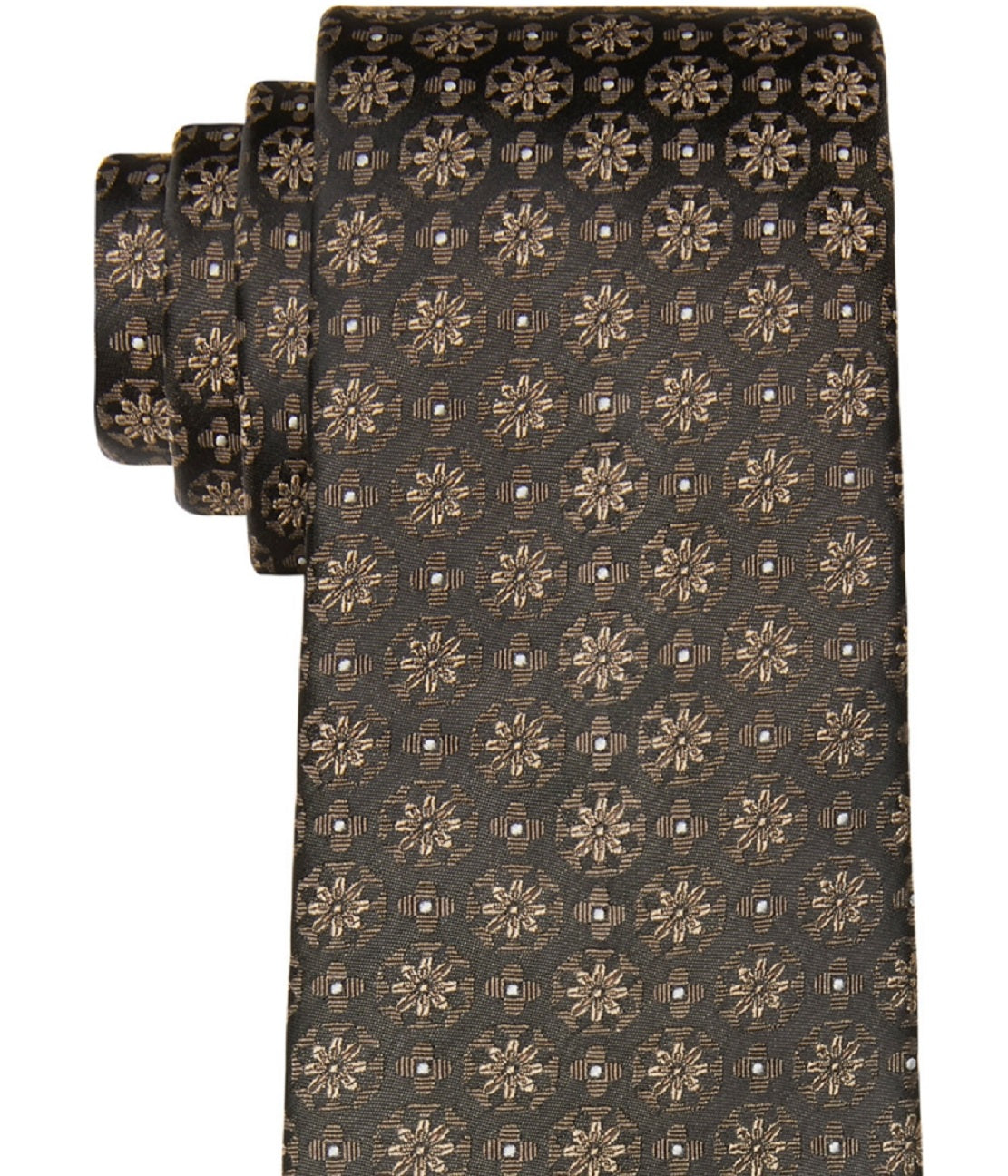 Calvin Klein Men's Slim Deco Floral Medallion Tie Brown Size Regular