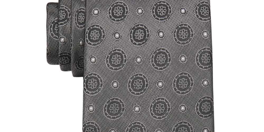 Calvin Klein Men's Solar Medallion Tie Gray Size One Size