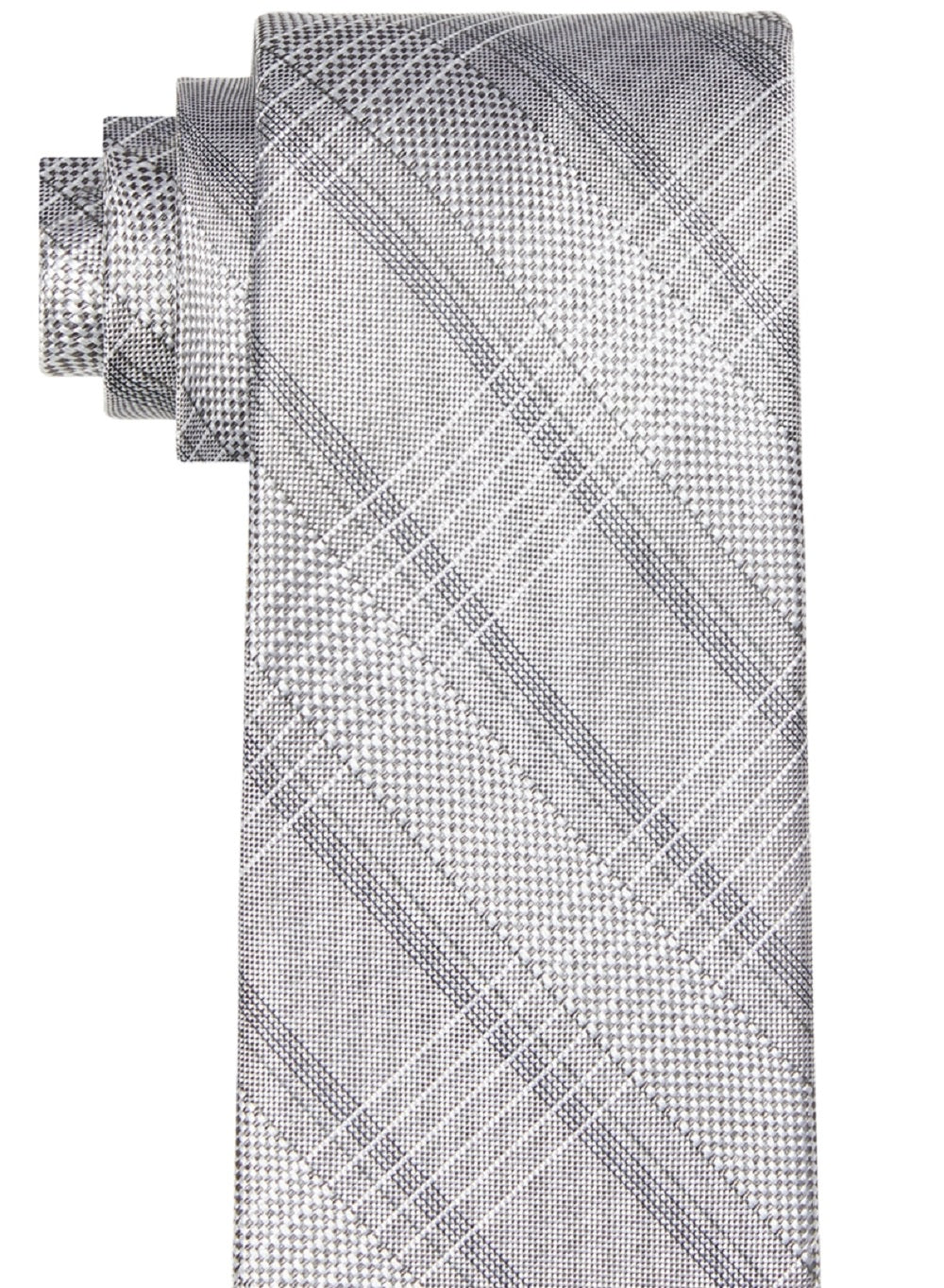Calvin Klein Men's Slim Plaid Tie Gray Size Regular
