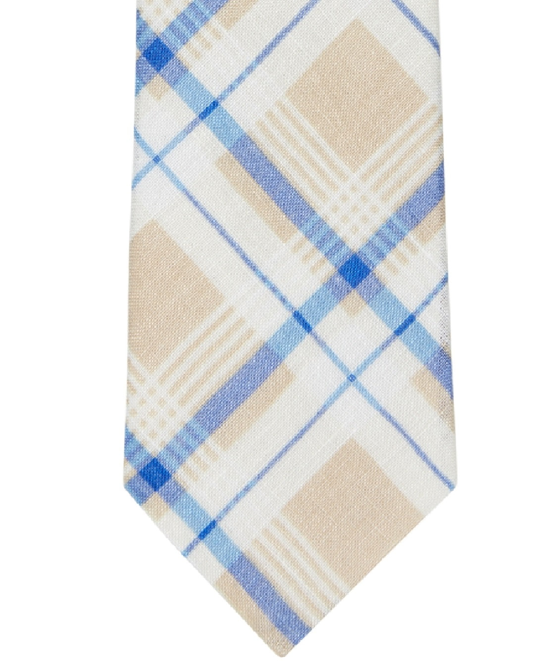 Tommy Hilfiger Men's Robert Slim Plaid Pattern Linen Tie Brown Size Regular