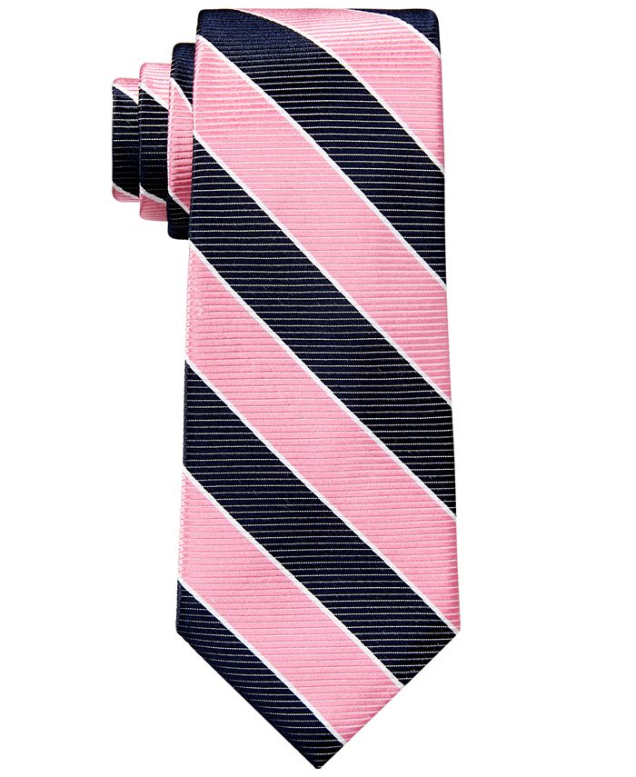 Tommy Hilfiger Men's Classic Textured Bar Stripe Tie Pink Size Regular