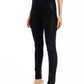 Kancan - High Rise Faux Leather Button Jeans
