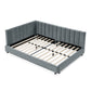 Mid-Century Upholstered Tufted Bed Frame with Backrest and Armrests