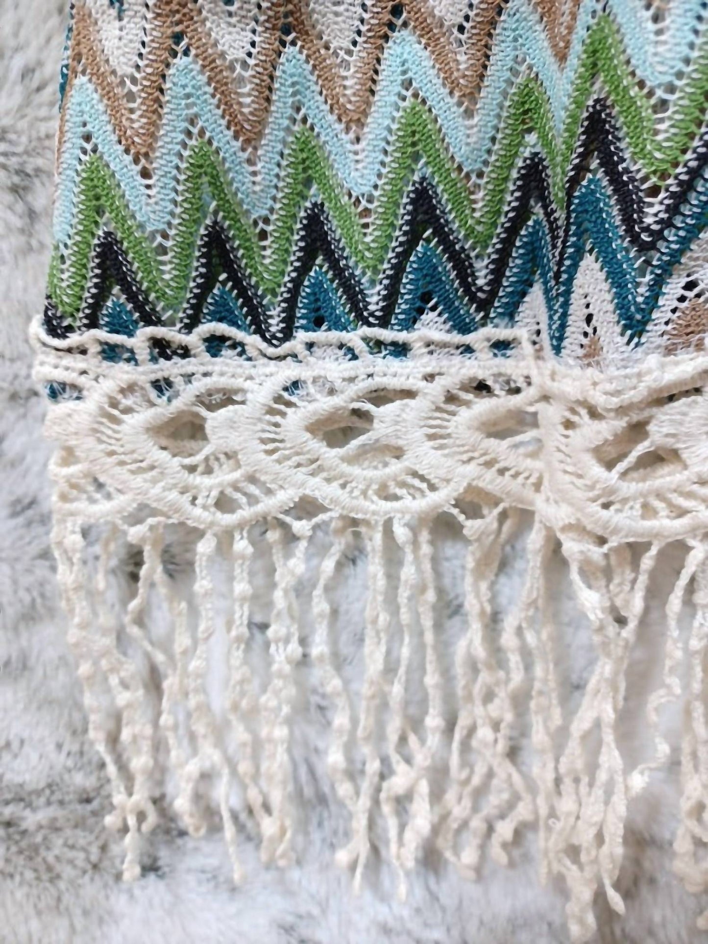 A'Reve - Back Lace Up Fringe Tunic Top