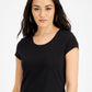 Jamie & Layla Women's Scoop Neck Cap Sleeve T-Shirt Black Size Petite Medium
