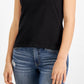 Jamie & Layla Women's Scoop Neck Cap Sleeve T-Shirt Black Size Petite Medium