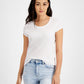 Jamie & Layla Women's Scoop Neck Cap Sleeve T-Shirt White Size Petite X-Large