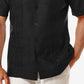 Cubavera Men's Short Sleeve Embroidered Guayabera Shirt Black Size Medium