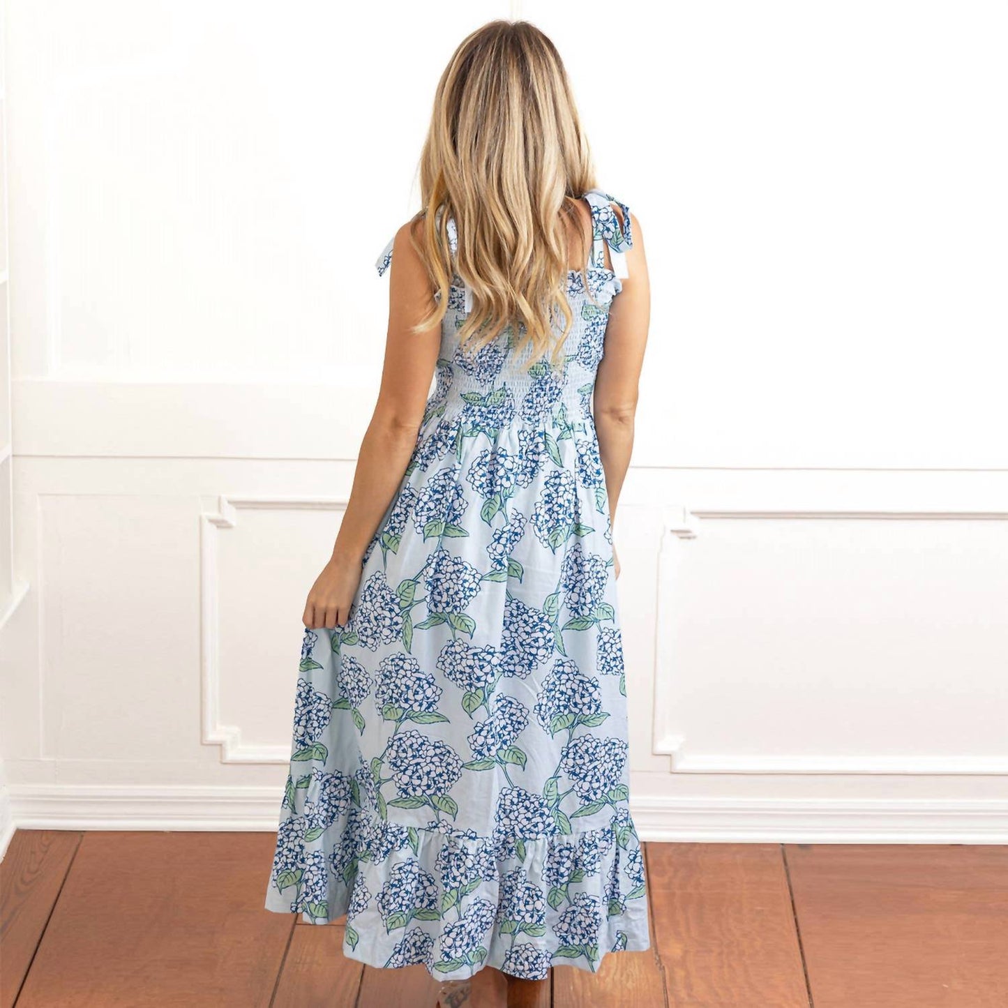 8 Oak Lane - Tie Top Smocked Maxi Dress