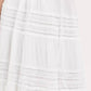 Adora - Cotton & Crochet Inset Elastic Waist Midi Skirt