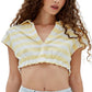 GUESS Women's J Balvin Striped Crop Top Yellow Size Small