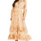 GUESS Women's Long Sleeve Laurel Maxi Dress Brown Size Small