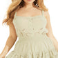 GUESS Women's Cotton Button Front Eyelet Tank Top Green Size Medium