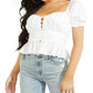 GUESS Women's Sweetheart Neck Peplum Top White Size X-Small