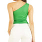 GUESS Women's Carlotta Sleeveless One Shoulder Ribbed Top Green Size Small