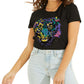GUESS Women's Tiger Graphic T Shirt Black Size Medium