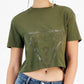 GUESS Women's Adele Cropped Crewneck Short Sleeve Logo T-Shirt Green Size Small