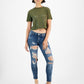 GUESS Women's Adele Cropped Crewneck Short Sleeve Logo T-Shirt Green Size Small