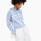 GUESS Women's Graphic Cropped Hoodie Purple Size Large