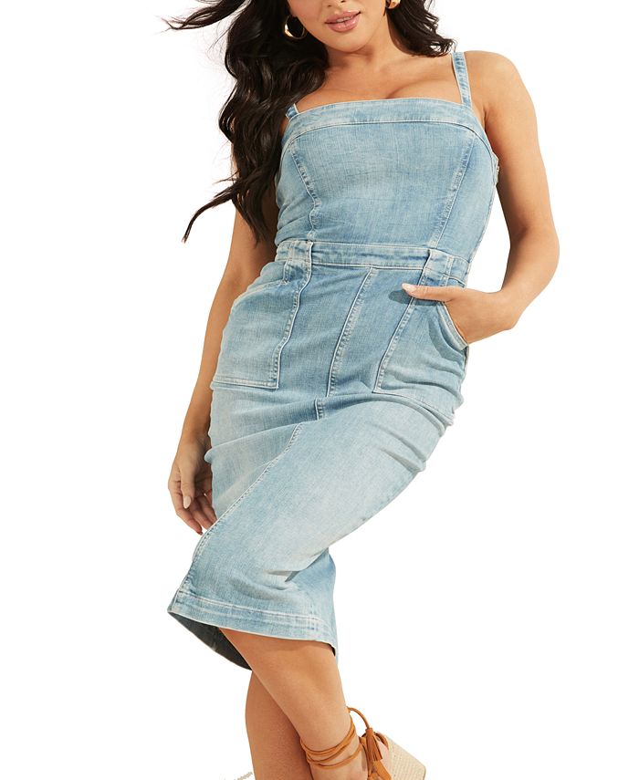 GUESS Women's Uma Denim Bodycon Dress Poipu  Size X-Small