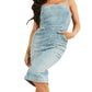 GUESS Women's Uma Denim Bodycon Dress Poipu  Size X-Small