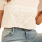 GUESS Women's Cropped Logo Cotton T-Shirt Pink Size Large