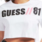 GUESS Women's Clarissa Cotton Logo Graphic Cropped T-Shirt White Size X-Large
