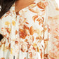 GUESS Women's Hera Printed Balloon Sleeve V-Neck Top White Size X-Large