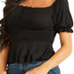 GUESS Women's Riza Smocked Puff Sleeve Top Black Size Medium