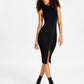 GUESS Women's Louise Ribbed Lace Up Mock Neck Sweater Dress Black Size Large