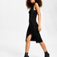 GUESS Women's Louise Ribbed Lace Up Mock Neck Sweater Dress Black Size Large