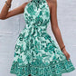 Trendsi - Printed Tie Waist Mini Dress