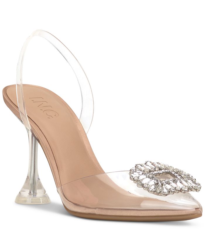 INC International Concepts Women's Scienna Vinyl Slingback Pumps White Size 8.5 M