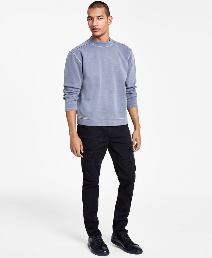 INC International Concepts Men's Regular Fit Garment Dyed Mock Neck Sweatshirt Gray Size X-Large