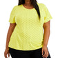Alfani Women's Dot Print Top Yellow Size 2X