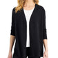 Karen Scott Women's Pointelle Open Cardigan Black Size Large
