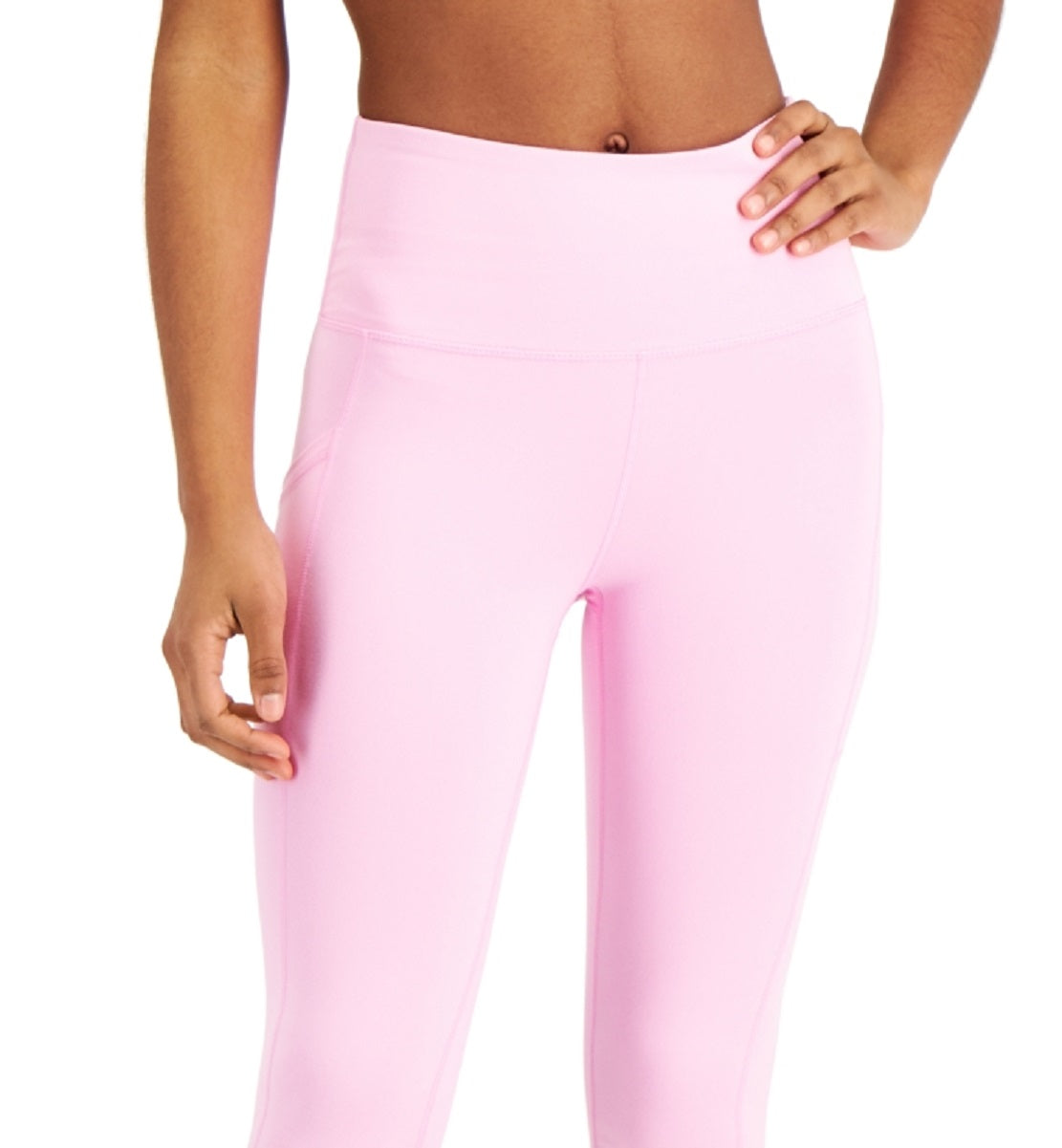 ID Ideology Women's Compression High Waist Side Pocket 7/8 Length Leggings Pink Size Small