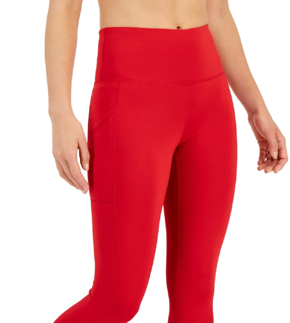 ID Ideology Women's Compression High Waist Side Pocket 7/8 Length Leggings Red Size Large