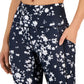 ID Ideology Women's Compression Floral Print Side Pocket 7/8 Leggings Black Size Medium