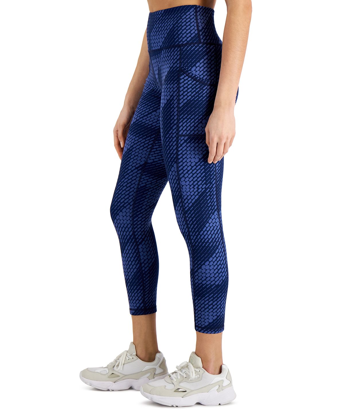ID Ideology Women's Compression Geometric Side Pocket 7/8 Leggings Blue Size X-Large