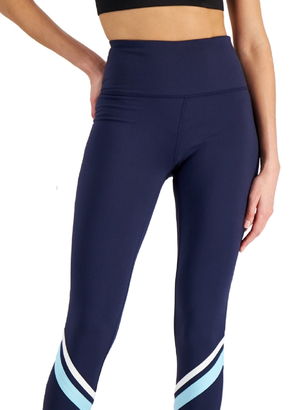 ID Ideology Women's Compression Colorblocked Side Pocket 7/8 Leggings Blue Size Large