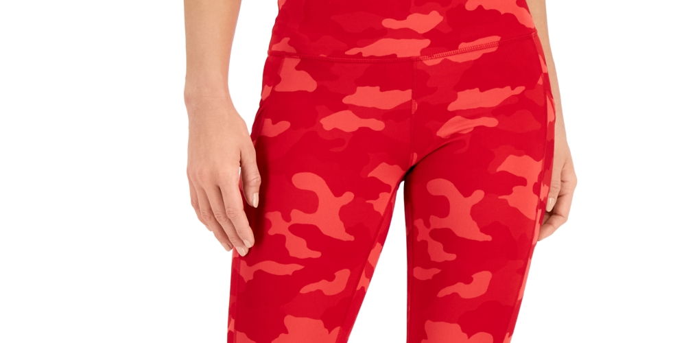 ID Ideology Women's Compression Camo Print Capri Leggings Red Size Medium