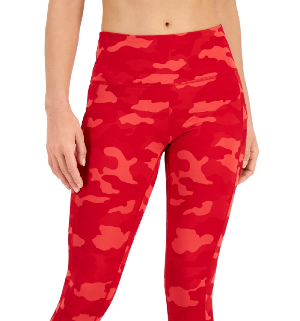 ID Ideology Women's Compression Camo Print Capri Leggings Red Size Large