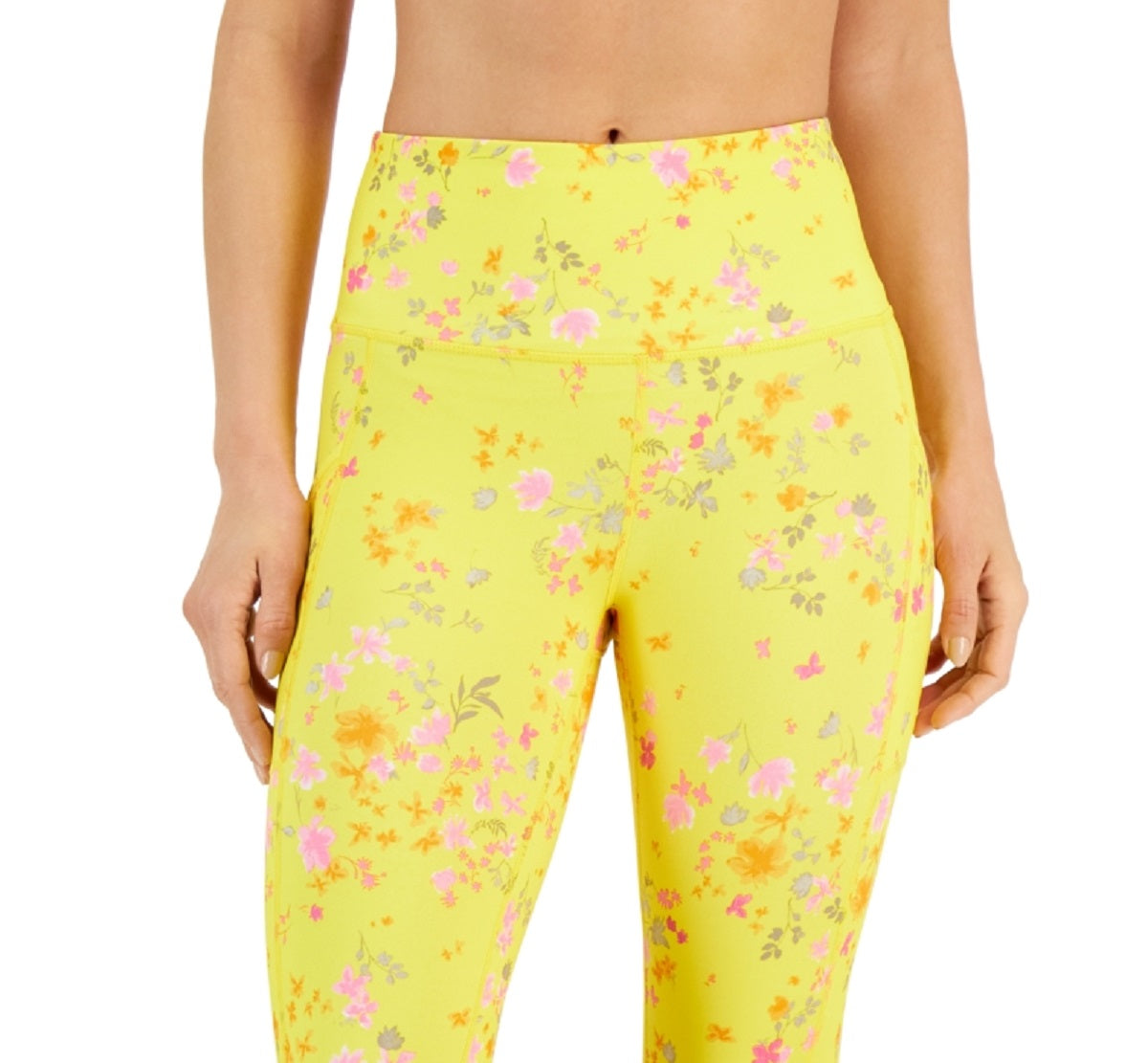 ID Ideology Women's Compression Active Cropped Leggings Yellow Size Large