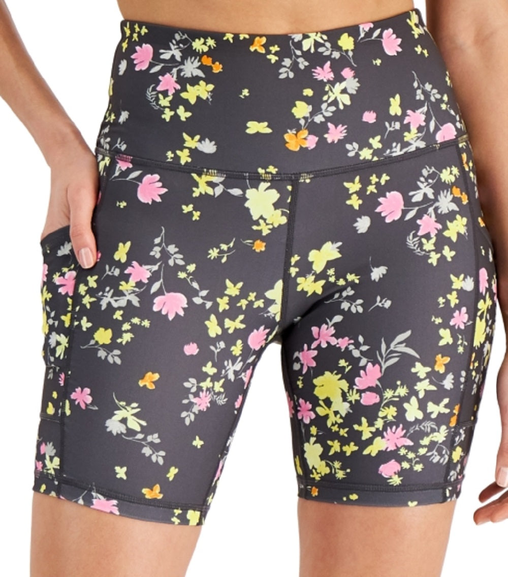 ID Ideology Women's Printed Biker Shorts Gray