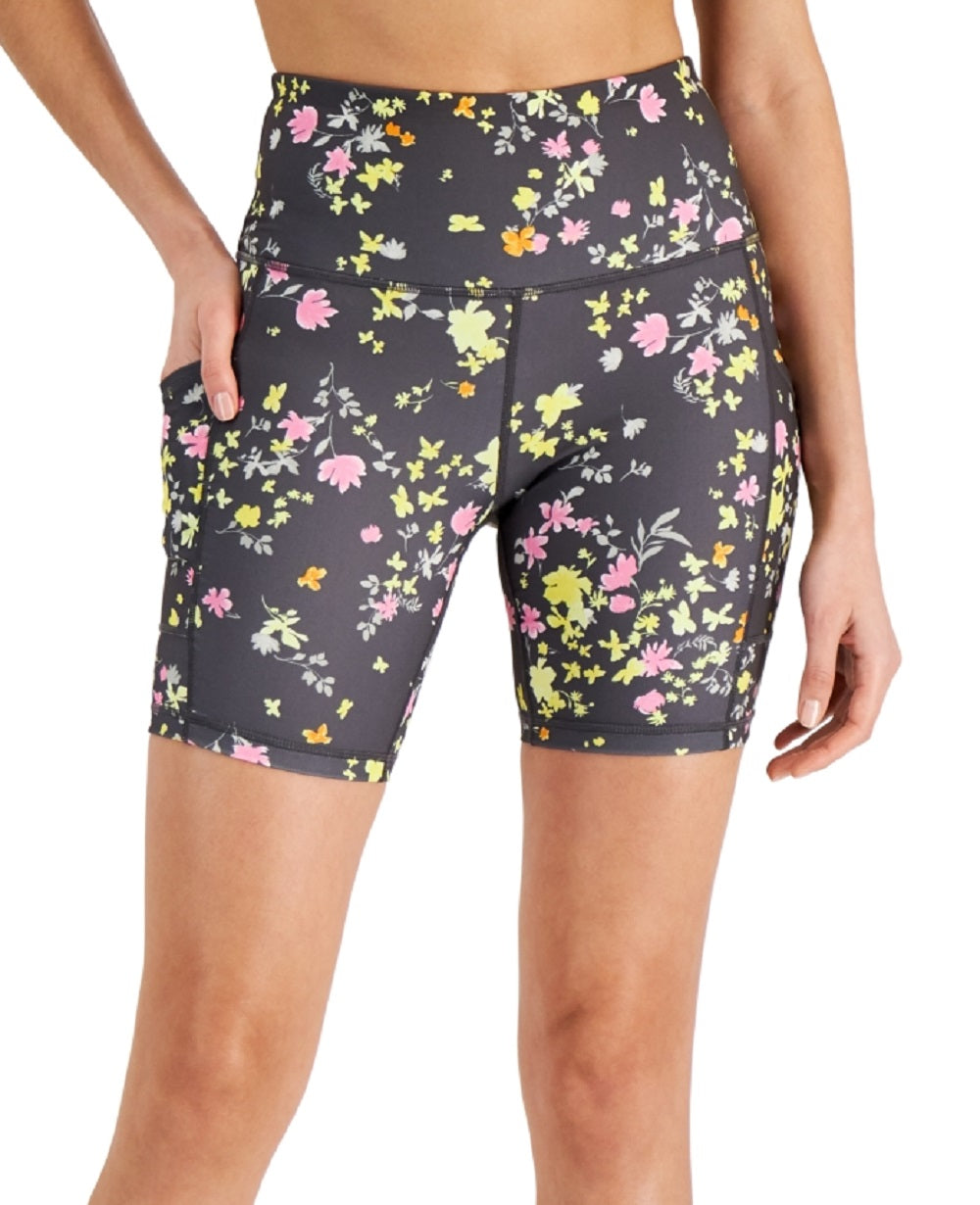 ID Ideology Women's Printed Biker Shorts Gray