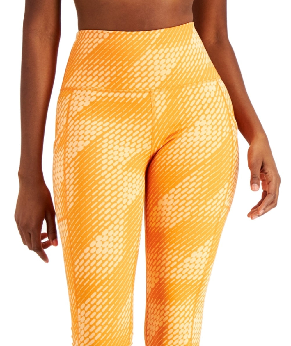 ID Ideology Women's Compression Side Pocket Cropped Leggings Orange Size X-Small